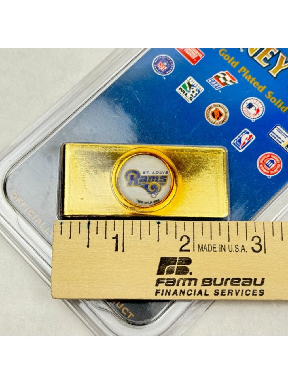 St. Louis Rams Money Clip 24Kt Gold Plated Solid Brass NFL By Tag Express NEW - Picture 4 of 5